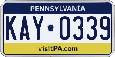 PA license plate KAY0339