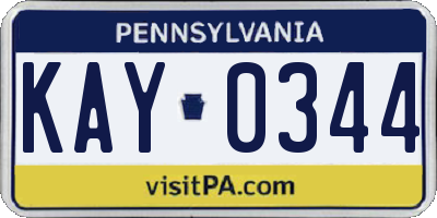PA license plate KAY0344