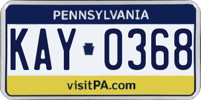 PA license plate KAY0368
