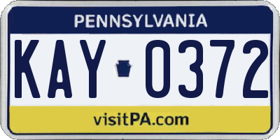 PA license plate KAY0372