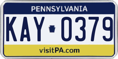 PA license plate KAY0379