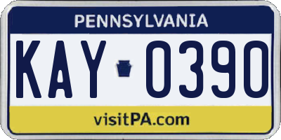 PA license plate KAY0390