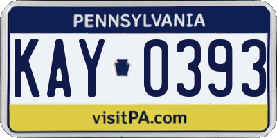 PA license plate KAY0393