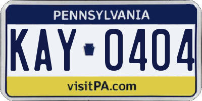 PA license plate KAY0404