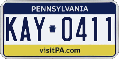 PA license plate KAY0411