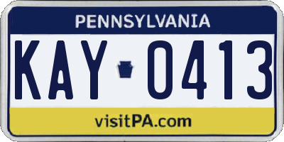 PA license plate KAY0413