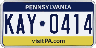 PA license plate KAY0414