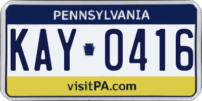 PA license plate KAY0416
