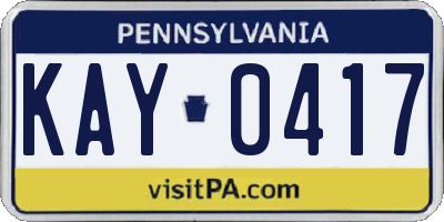 PA license plate KAY0417
