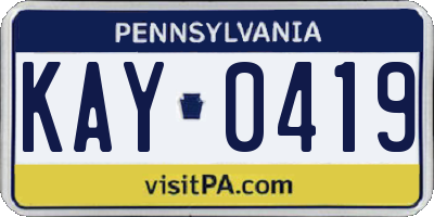 PA license plate KAY0419
