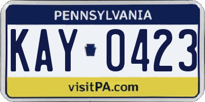 PA license plate KAY0423