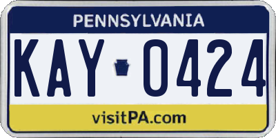 PA license plate KAY0424