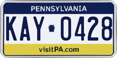PA license plate KAY0428