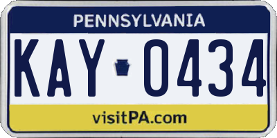 PA license plate KAY0434