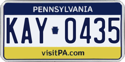 PA license plate KAY0435