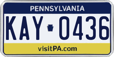 PA license plate KAY0436
