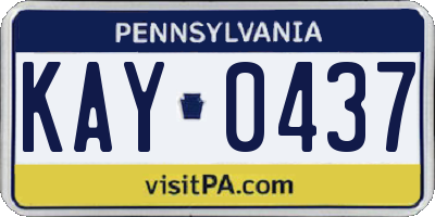 PA license plate KAY0437