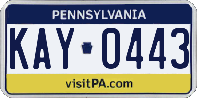 PA license plate KAY0443