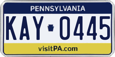 PA license plate KAY0445