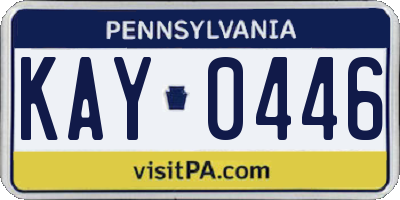 PA license plate KAY0446