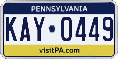 PA license plate KAY0449