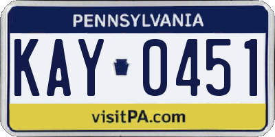 PA license plate KAY0451