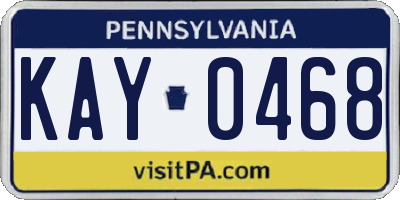 PA license plate KAY0468