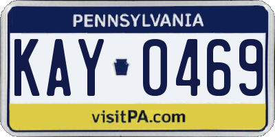 PA license plate KAY0469