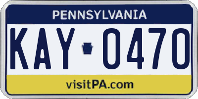 PA license plate KAY0470