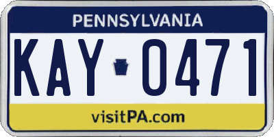 PA license plate KAY0471