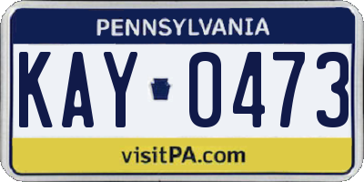 PA license plate KAY0473