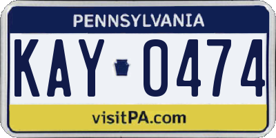 PA license plate KAY0474