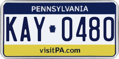 PA license plate KAY0480
