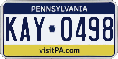 PA license plate KAY0498