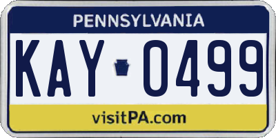 PA license plate KAY0499