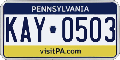 PA license plate KAY0503