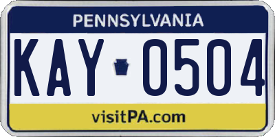 PA license plate KAY0504