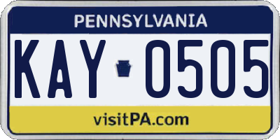 PA license plate KAY0505