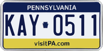 PA license plate KAY0511