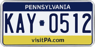 PA license plate KAY0512