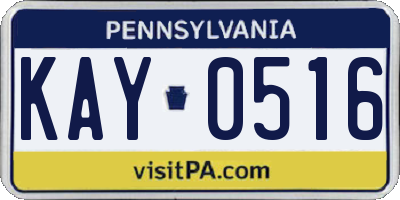 PA license plate KAY0516