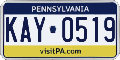 PA license plate KAY0519