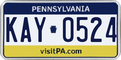 PA license plate KAY0524