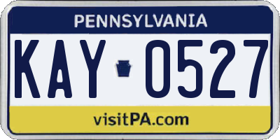 PA license plate KAY0527