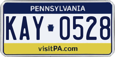 PA license plate KAY0528