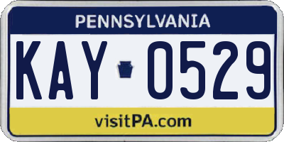 PA license plate KAY0529