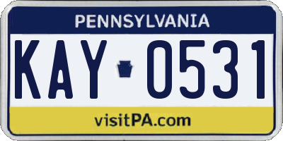 PA license plate KAY0531