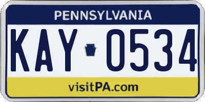 PA license plate KAY0534