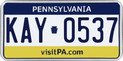 PA license plate KAY0537