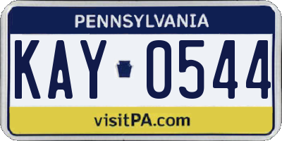 PA license plate KAY0544